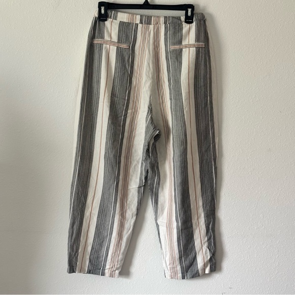 Womens Forever 21 Striped Linen Blend Wide Leg Pants – Drawstring Size Large - Picture 5 of 9